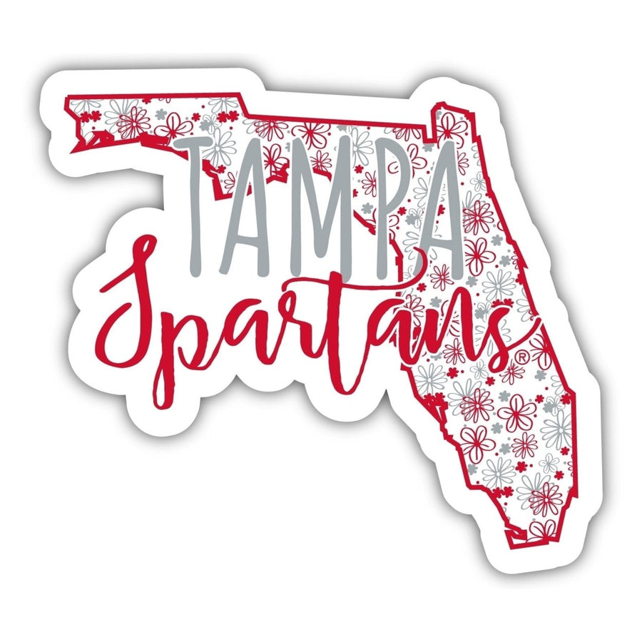 University of Tampa Spartans 4-Inch State Shaped NCAA Floral Love Vinyl Sticker - Blossoming School Spirit Decal Image 1