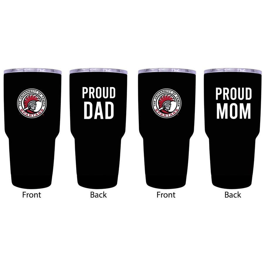 University of Tampa Spartans Proud Parent 24 oz Insulated Tumblers Set - Black, Mom and Dad Edition Image 1