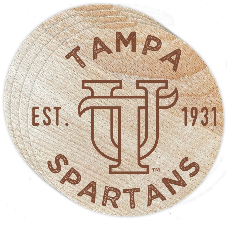 University of Tampa Spartans Officially Licensed Wood Coasters (4-Pack) - Laser Engraved, Never Fade Design Image 1