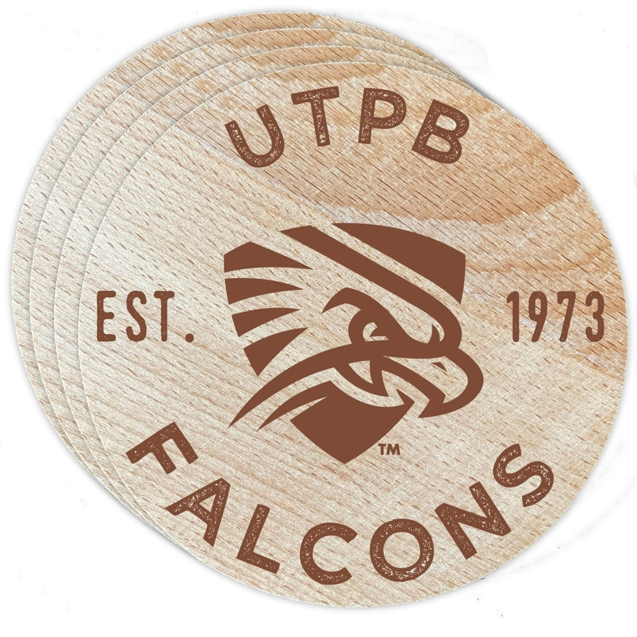 University of Texas of the Permian Basin Officially Licensed Wood Coasters (4-Pack) - Laser Engraved, Never Fade Design Image 1