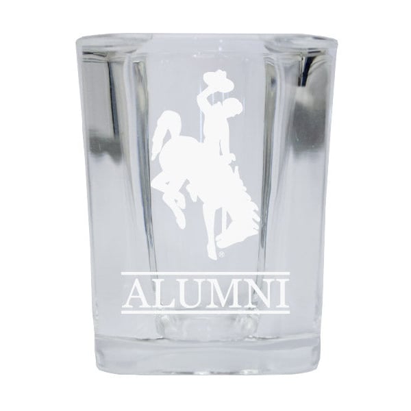 NCAA University of Wyoming Alumni 2oz Laser Etched Square Shot Glass Image 1