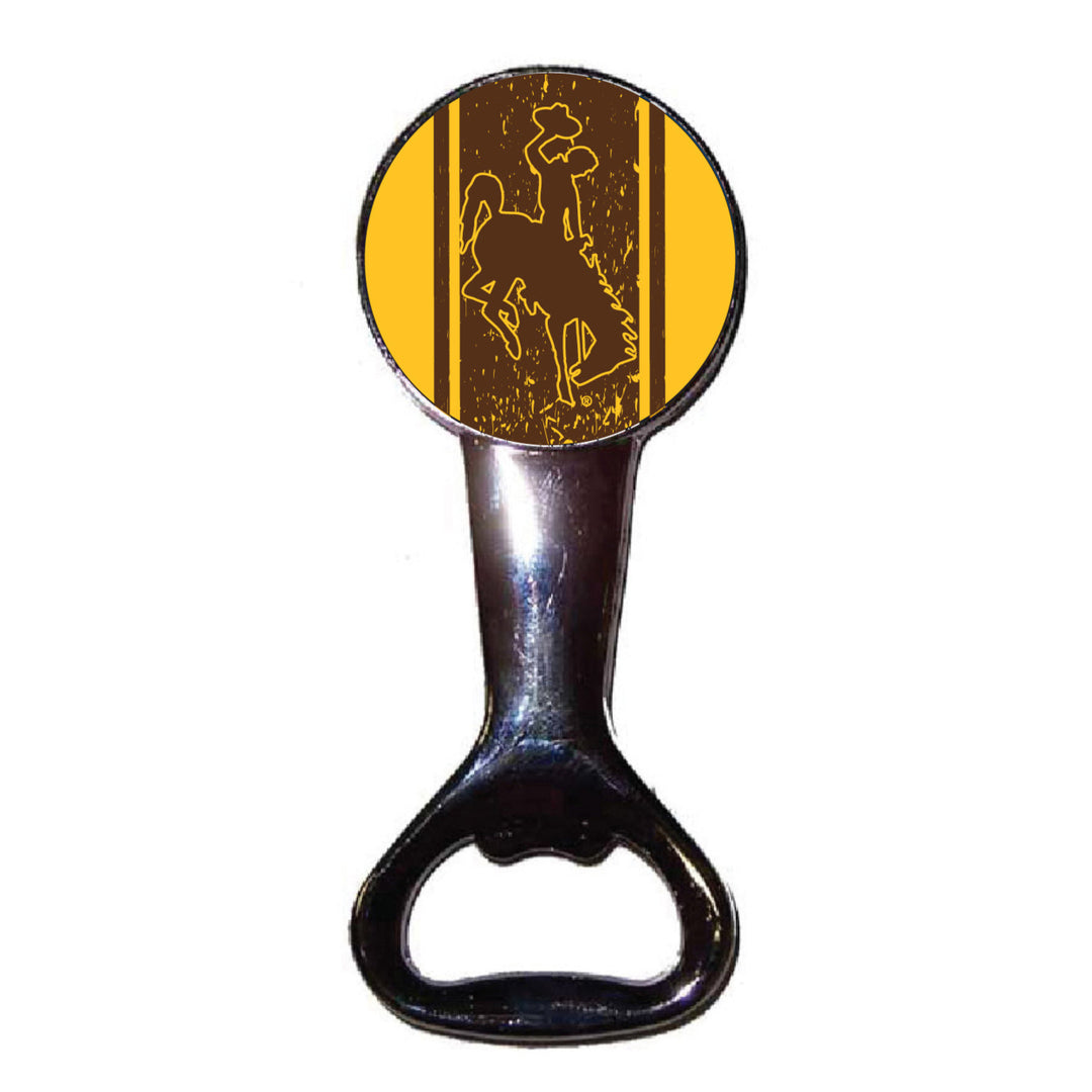 University of Wyoming Officially Licensed Magnetic Metal Bottle Opener - Tailgate and Kitchen Essential Image 1