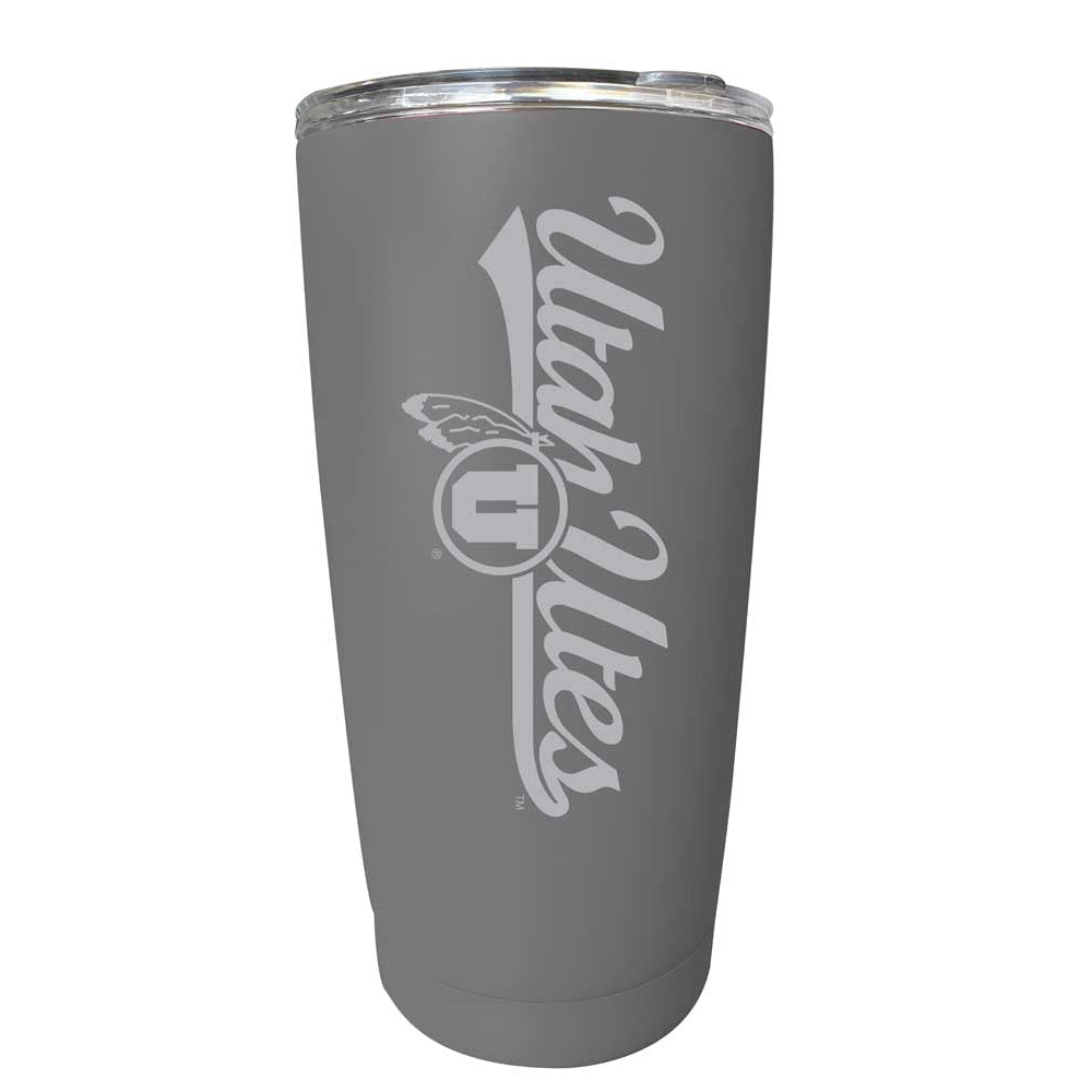 Utah Utes Etched 16 oz Stainless Steel Tumbler (Gray) Image 1