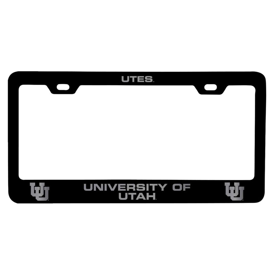 Utah Utes NCAA Laser-Engraved Metal License Plate Frame - Choose Black or White Color Image 1