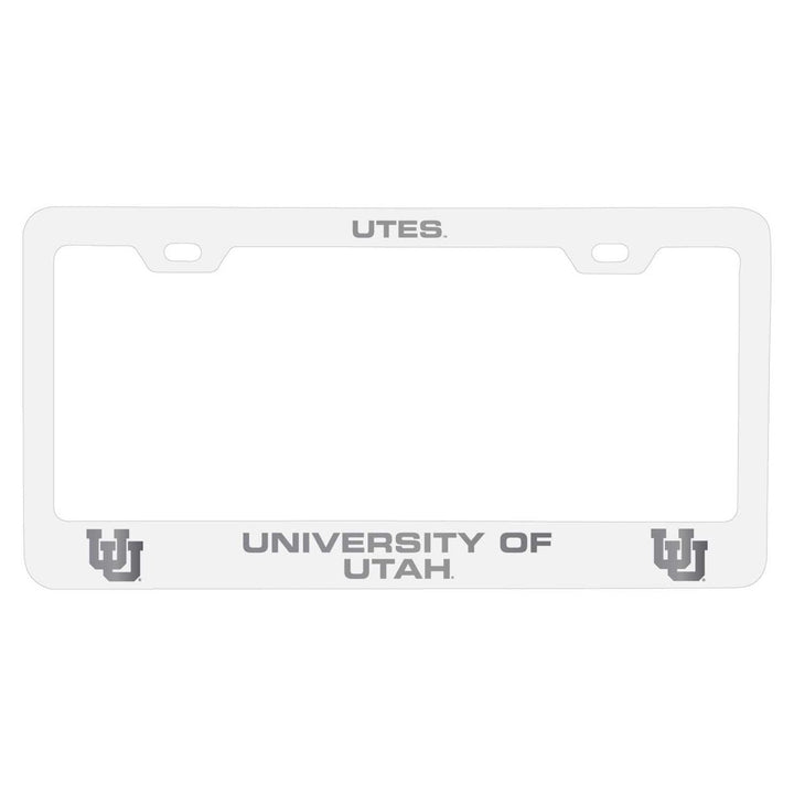 Utah Utes NCAA Laser-Engraved Metal License Plate Frame - Choose Black or White Color Image 2