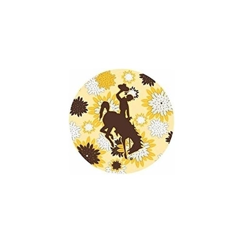 University of Wyoming Round 4-Inch NCAA Floral Love Vinyl Sticker - Blossoming School Spirit Decal Image 1