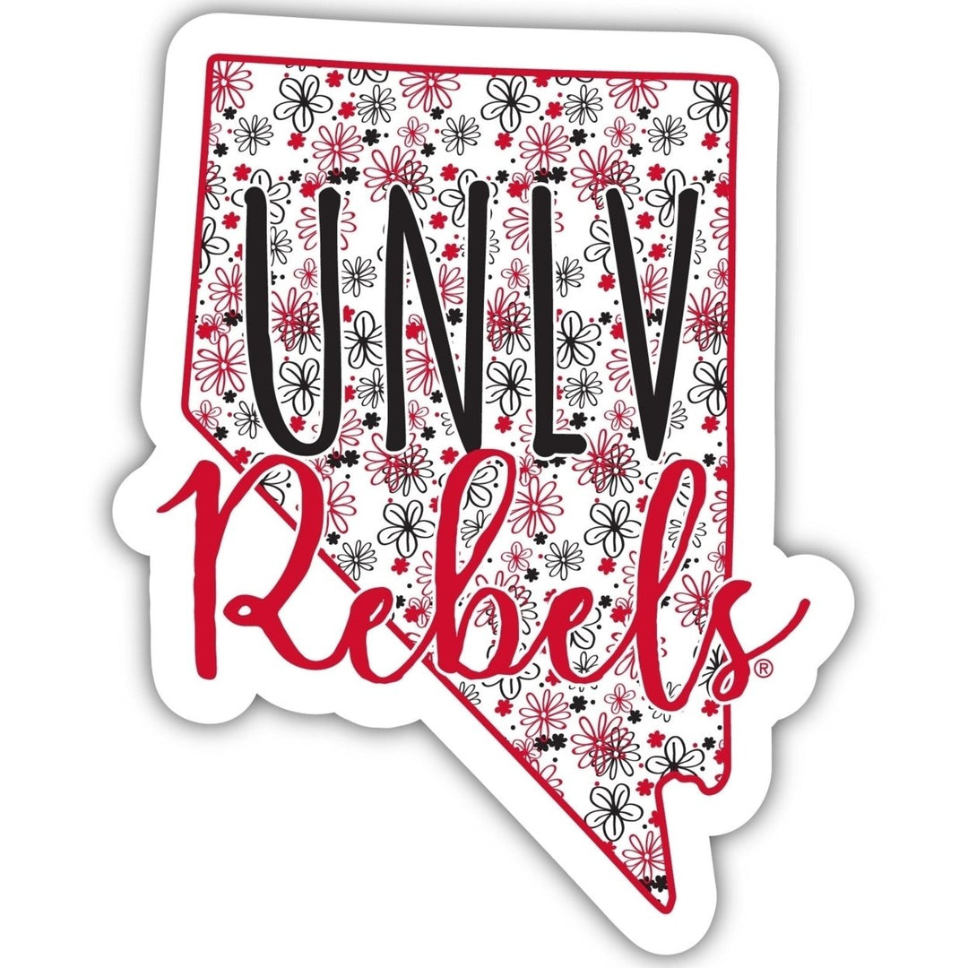 UNLV Rebels 4-Inch State Shaped NCAA Floral Love Vinyl Sticker - Blossoming School Spirit Decal Image 1