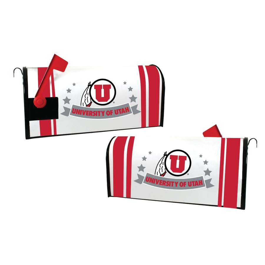 Utah Utes NCAA Officially Licensed Mailbox Cover Logo and Stripe Design Image 1