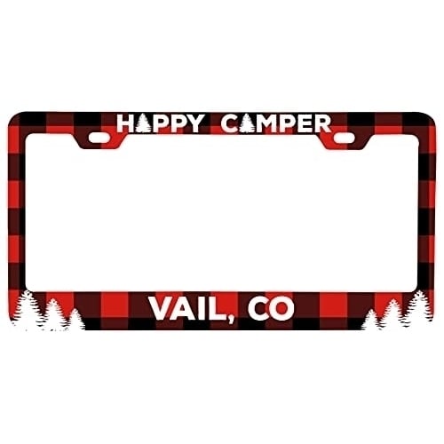 Vail Colorado Car Metal License Plate Frame Plaid Design Image 1