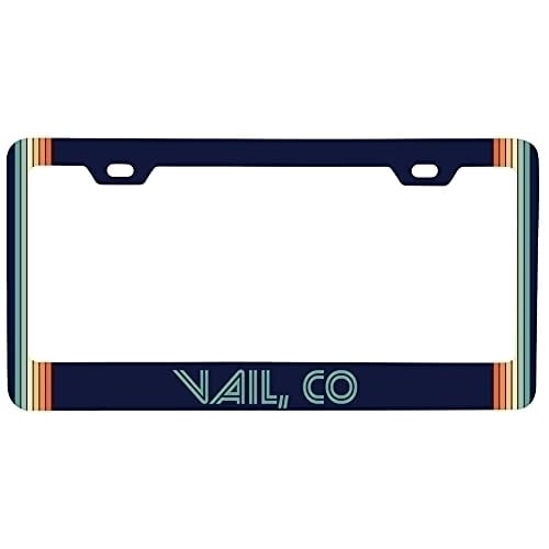 Vail Colorado Car Metal License Plate Frame Retro Design Image 1