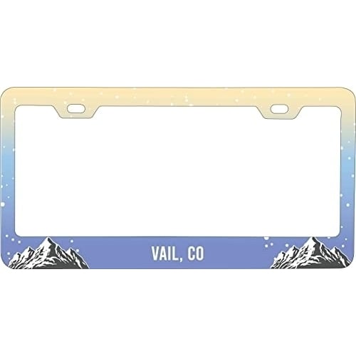 Vail Colorado Ski Snowboard Winter Adventures Metal License Plate Frame Image 1