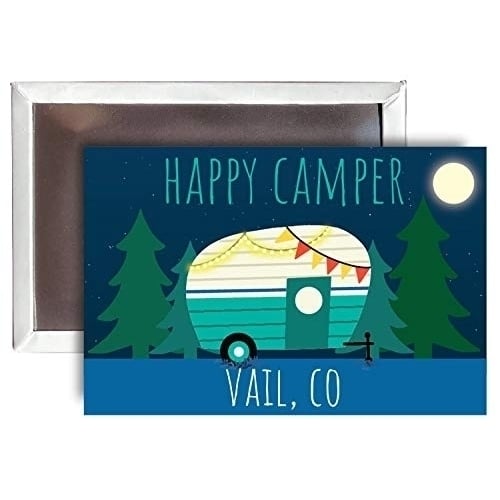 Vail Colorado Souvenir 2x3-Inch Fridge Magnet Happy Camper Design Image 1