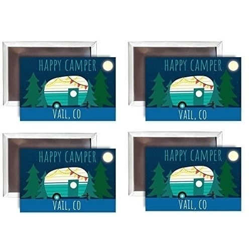 Vail Colorado Souvenir 2x3-Inch Fridge Magnet Happy Camper Design 4-Pack Image 1