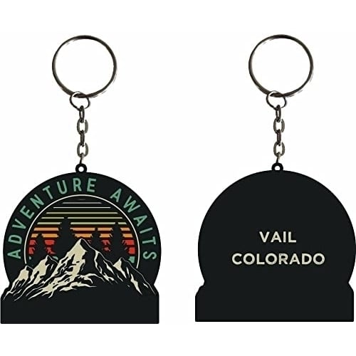 Vail Colorado Souvenir adventure awaits Metal Keychain Image 1