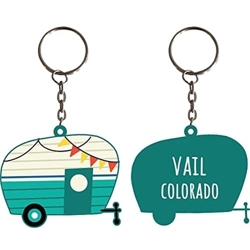 Vail Colorado Souvenir Camper Metal Keychain Image 1