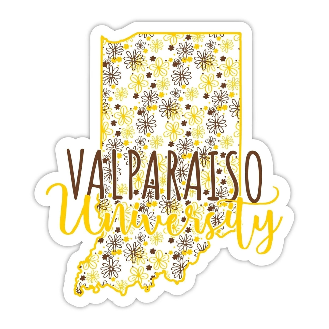 Valparaiso University 4-Inch State Shaped NCAA Floral Love Vinyl Sticker - Blossoming School Spirit Decal Image 1