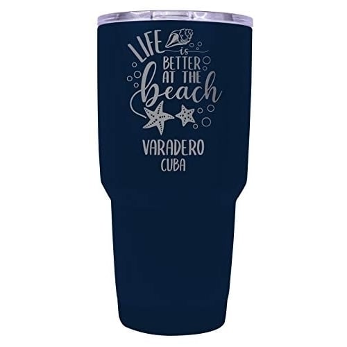 Varadero Cuba Souvenir Laser Engraved 24 Oz Insulated Stainless Steel Tumbler Navy Image 1