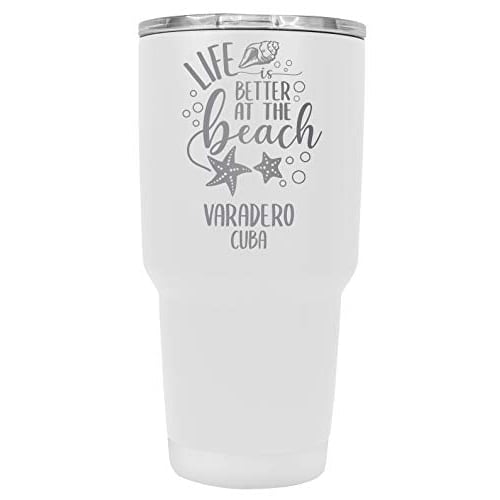 Varadero Cuba Souvenir Laser Engraved 24 Oz Insulated Stainless Steel Tumbler White Image 1