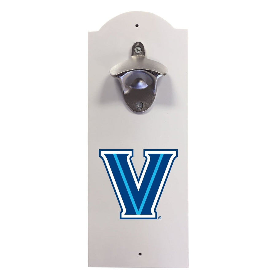 Villanova Wildcats Wall-Mounted Bottle Opener  Sturdy Metal with Decorative Wood Base for Home Bars, Rec Rooms and Fan Image 1