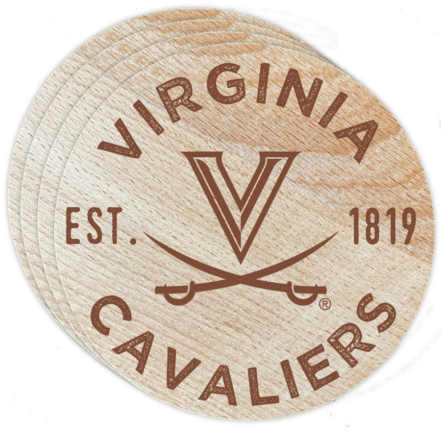 Virginia Cavaliers Officially Licensed Wood Coasters (4-Pack) - Laser Engraved, Never Fade Design Image 1