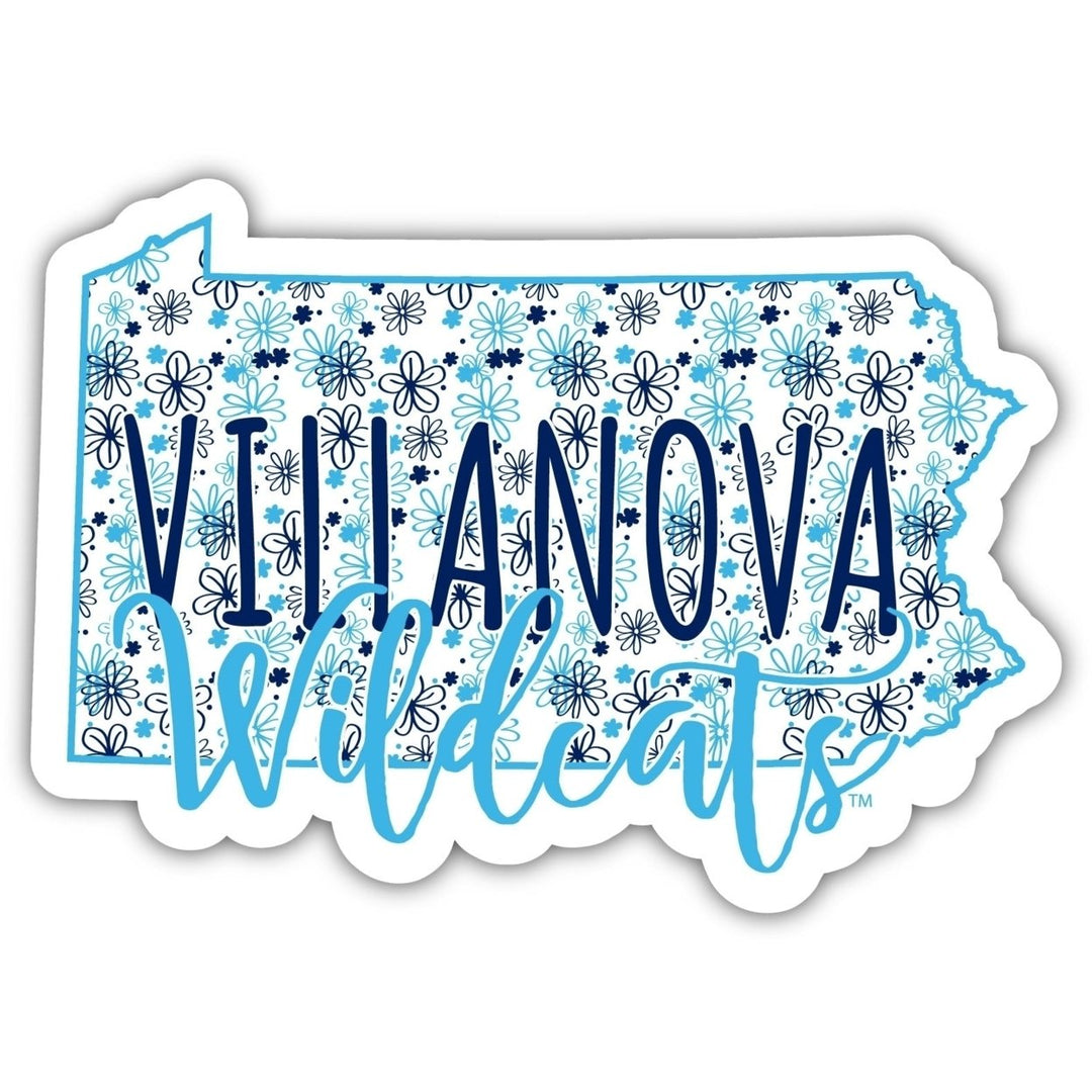 Villanova Wildcats 4-Inch State Shaped NCAA Floral Love Vinyl Sticker - Blossoming School Spirit Decal Image 1