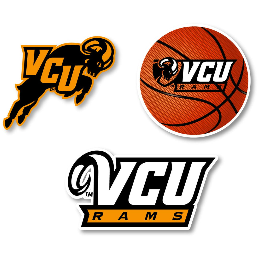 Virginia Commonwealth 3 Pack 4-Inch Each NCAA Durable School Spirit Vinyl Decal Sticker Image 1