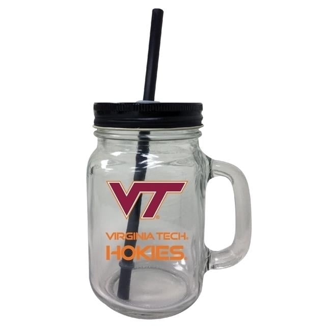 Virginia Polytechnic Institute VT Hokies 16 oz Mason Jar Glass Image 1