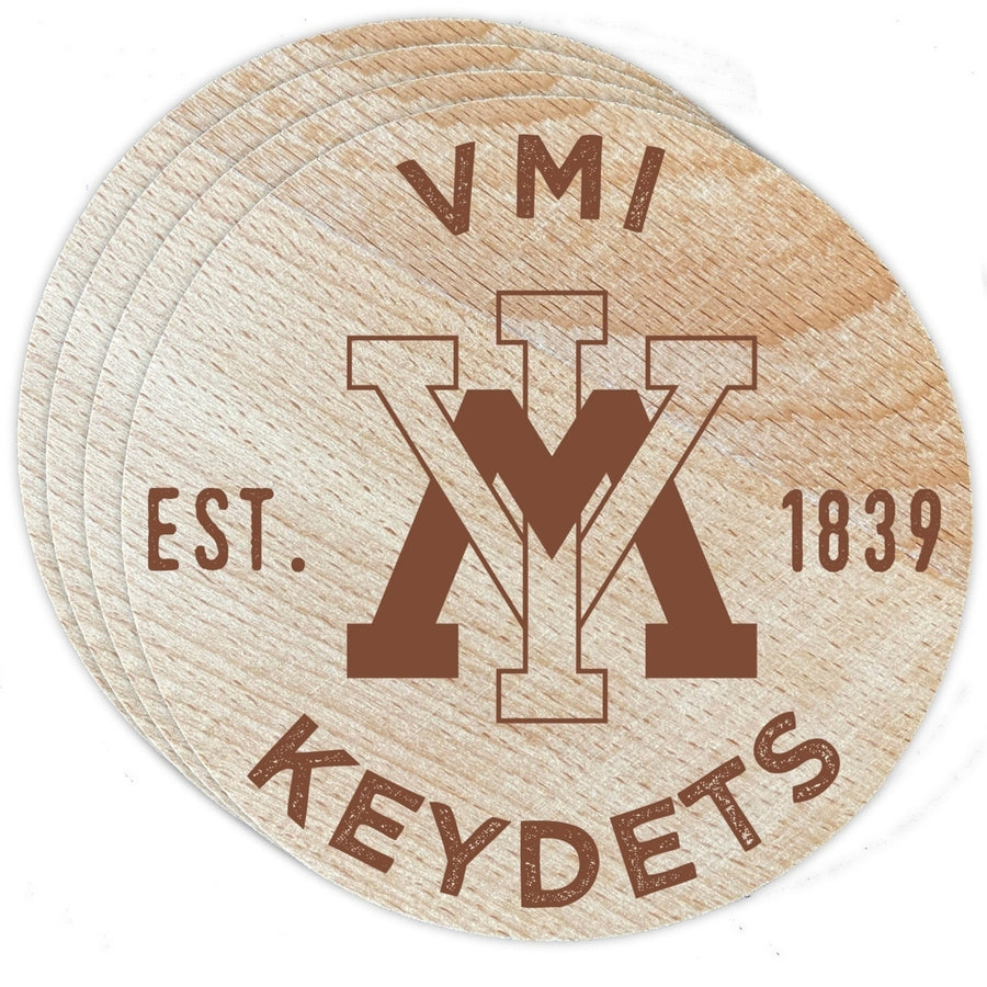 VMI Keydets Officially Licensed Wood Coasters (4-Pack) - Laser Engraved, Never Fade Design Image 1