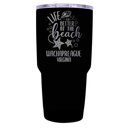 Wachapreague Virginia Souvenir Laser Engraved 24 Oz Insulated Stainless Steel Tumbler Black Image 1