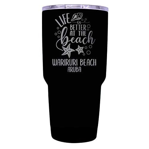 Wariruri Beach Aruba Souvenir Laser Engraved 24 Oz Insulated Stainless Steel Tumbler Black Image 1