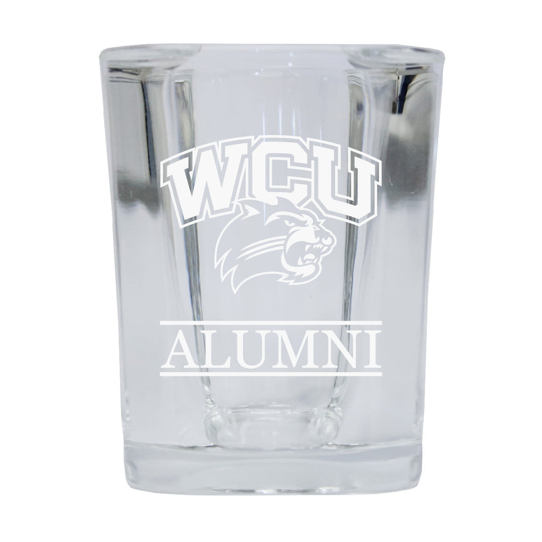 NCAA Western Carolina University Alumni 2oz Laser Etched Square Shot Glass Image 1