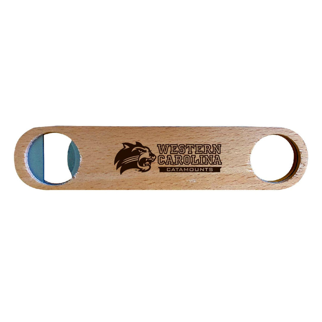 Western Carolina University NCAA Elegant Laser-Etched Wooden Bottle Opener - Collegiate Bar Accessory Image 1