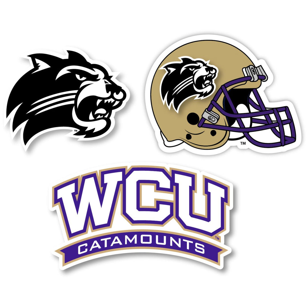 Western Carolina University 3 Pack 4-Inch Each NCAA Durable School Spirit Vinyl Decal Sticker Image 1