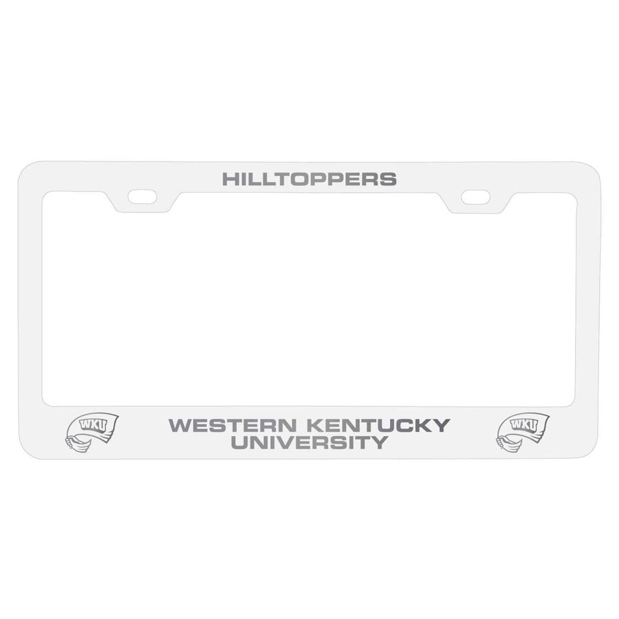 Western Kentucky Hilltoppers NCAA Laser-Engraved Metal License Plate Frame - Choose Black or White Color Image 1