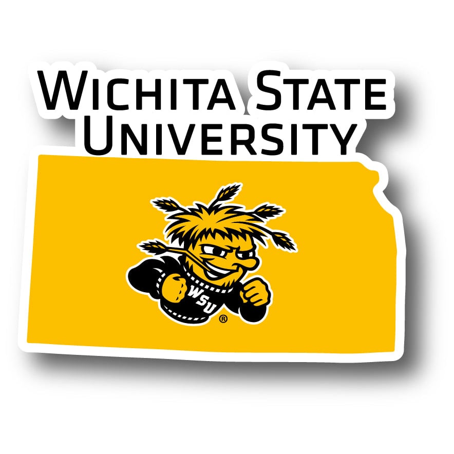 Wichita State Shockers 4-Inch State Shape NCAA Vinyl Decal Sticker for Fans, Students, and Alumni Image 1