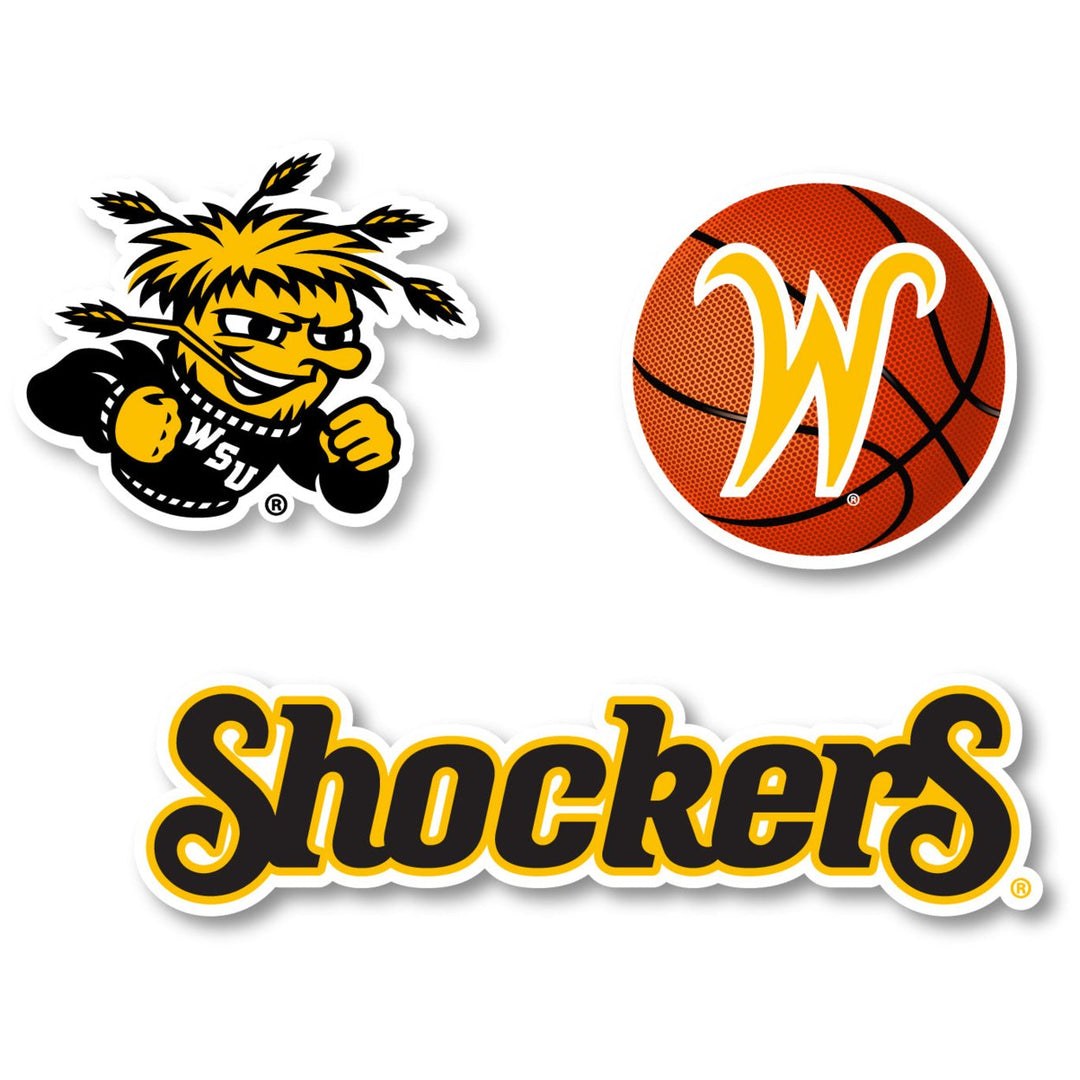 Wichita State Shockers 3 Pack 4-Inch Each NCAA Durable School Spirit Vinyl Decal Sticker Image 1