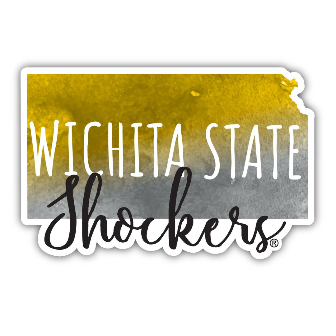 Wichita State Shockers 4-Inch Watercolor State Shaped NCAA Vinyl Decal Sticker for Fans, Students, and Alumni Image 1