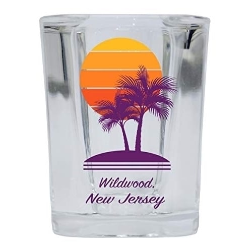 Wildwood Jersey Souvenir 2 Ounce Square Shot Glass Palm Design Image 1