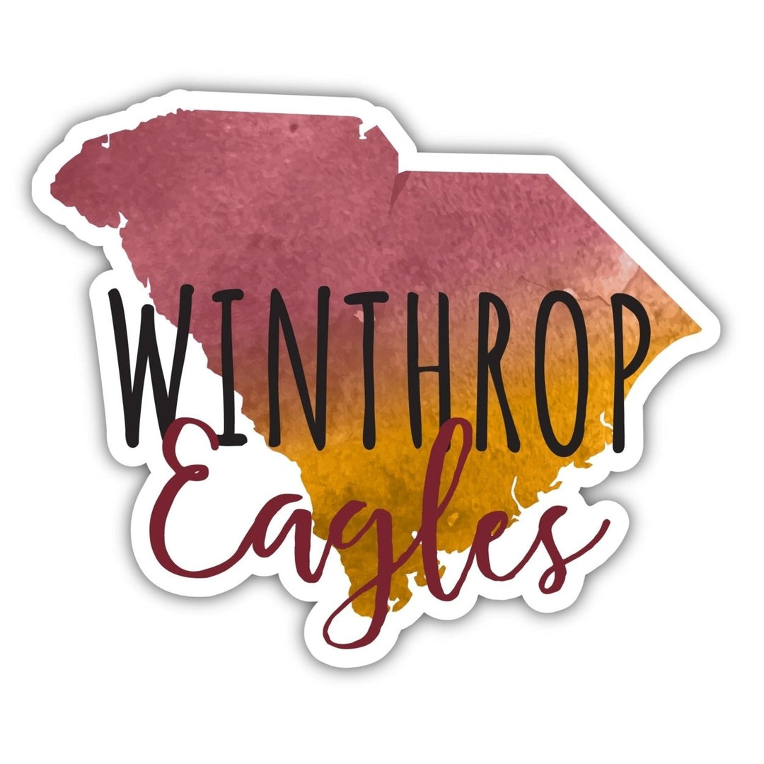 Winthrop University 4-Inch Watercolor State Shaped NCAA Vinyl Decal Sticker for Fans, Students, and Alumni Image 1