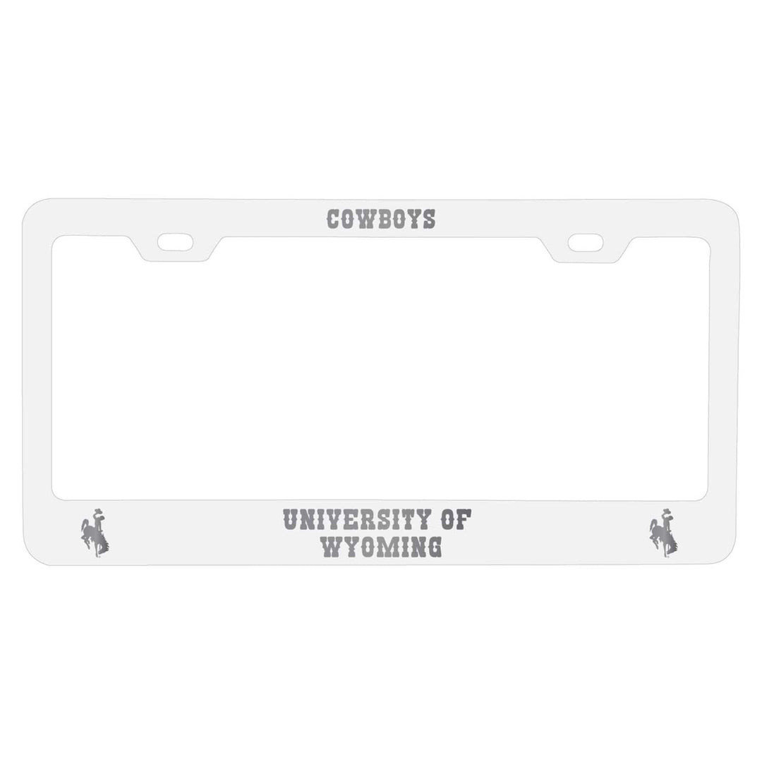 Wyoming Cowboys Etched Metal License Plate Frame Choose Your Color Image 1