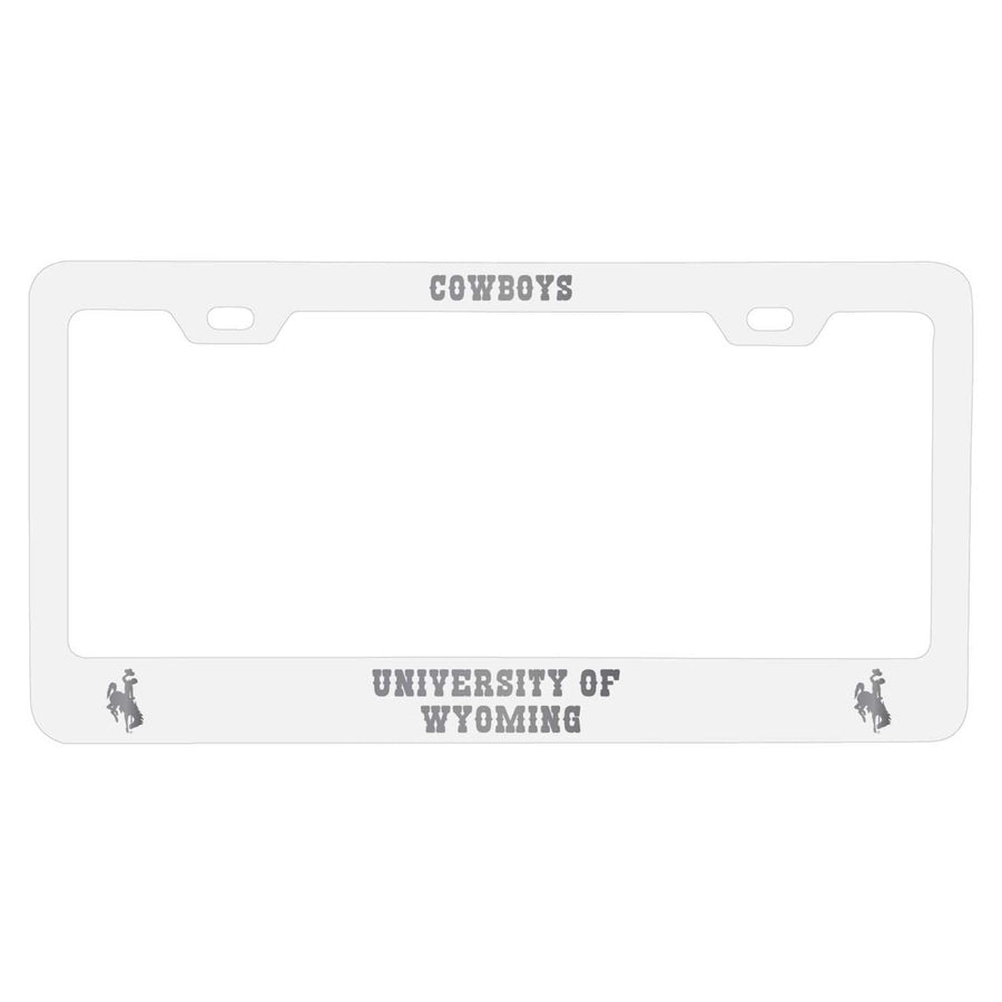 Wyoming Cowboys Etched Metal License Plate Frame Choose Your Color Image 1