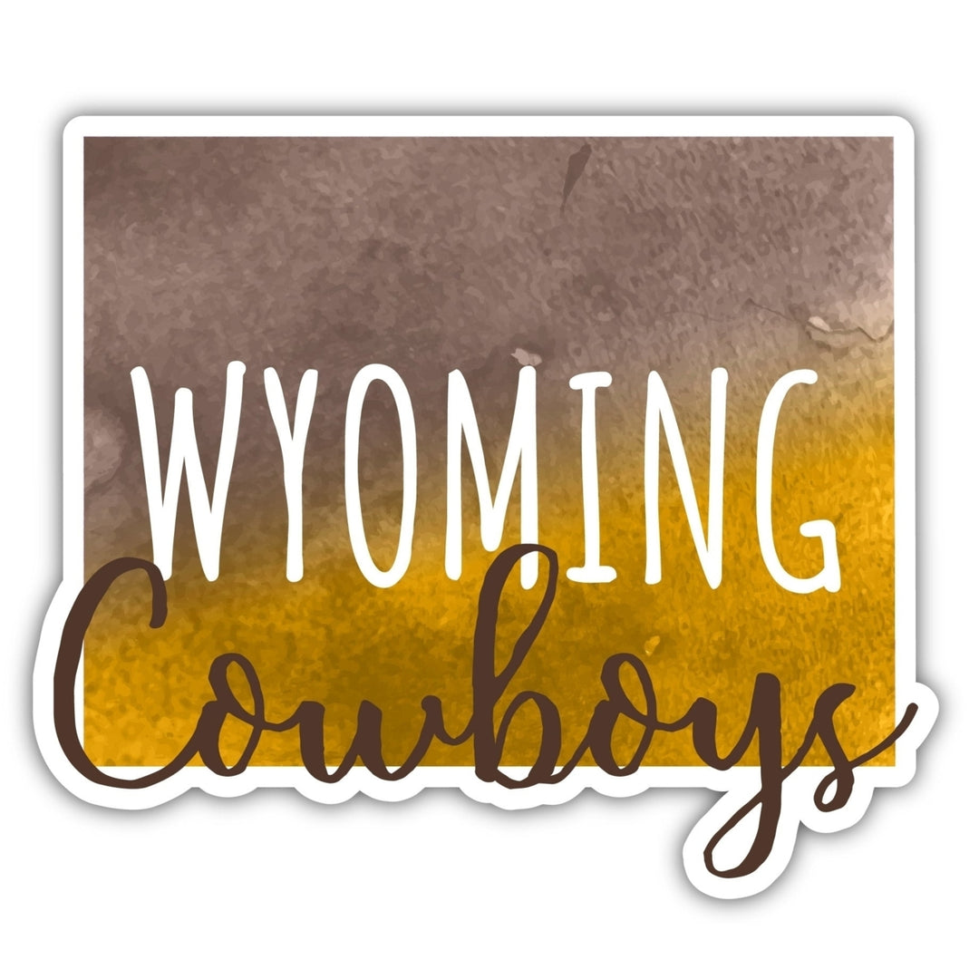 University of Wyoming 2-Inch on one of its sides Watercolor Design NCAA Durable School Spirit Vinyl Decal Sticker Image 1