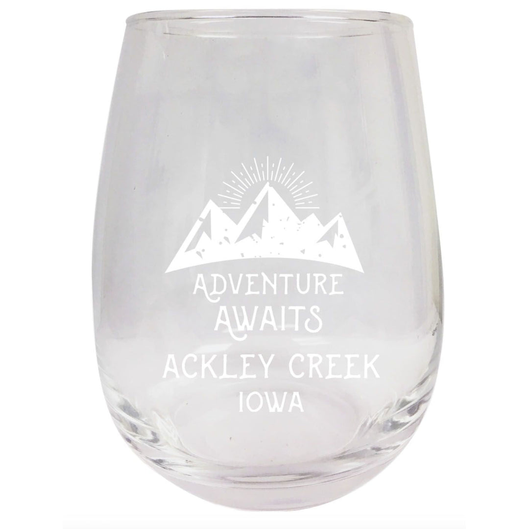 Iowa Engraved Stemless Wine Glass Duo Image 1