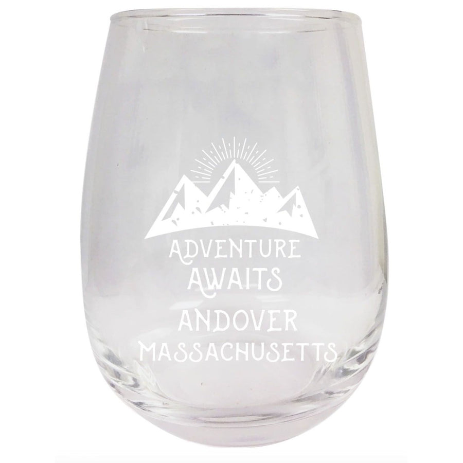 Massachusetts Engraved Stemless Wine Glass Duo Image 1