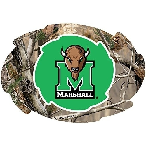 Marshall Thundering Herd Camo Design Swirl Shape 5x6-Inch NCAA High-Definition Magnet - Versatile Metallic Surface Image 1