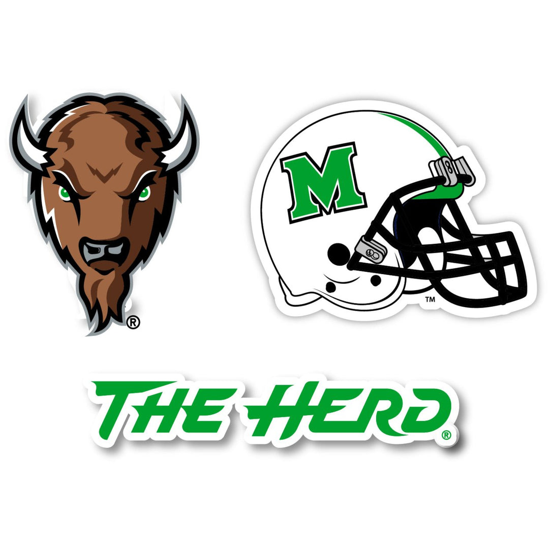 Marshall Thundering Herd 3 Pack 4-Inch Each NCAA Durable School Spirit Vinyl Decal Sticker Image 1