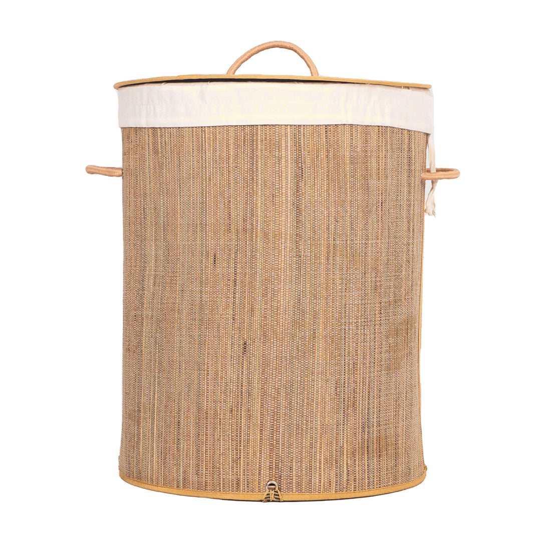 Foldable Bamboo Laundry Hamper with Lid Handles Space Saving Easy Carrying Image 4