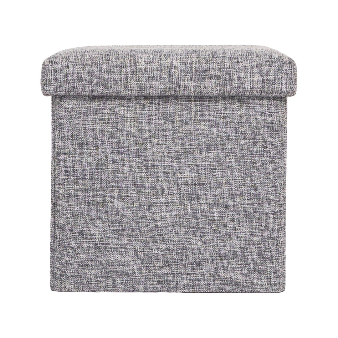 Grey Foldable Cube Ottoman Stool Storage 15 Inch MDF Fabric for Living Room Bedroom Image 8