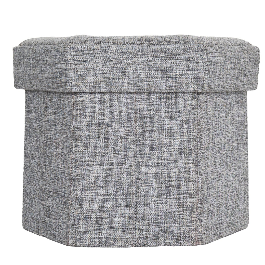 Grey Foldable Hexagon Ottoman Storage Seat Living Room Bedroom Medium Small Sizes Image 9