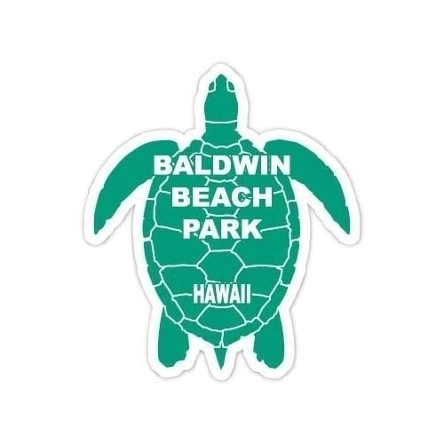 Baldwin Beach Park Hawaii Souvenir 4 Inch Green Turtle Shape Decal Sticker Image 1